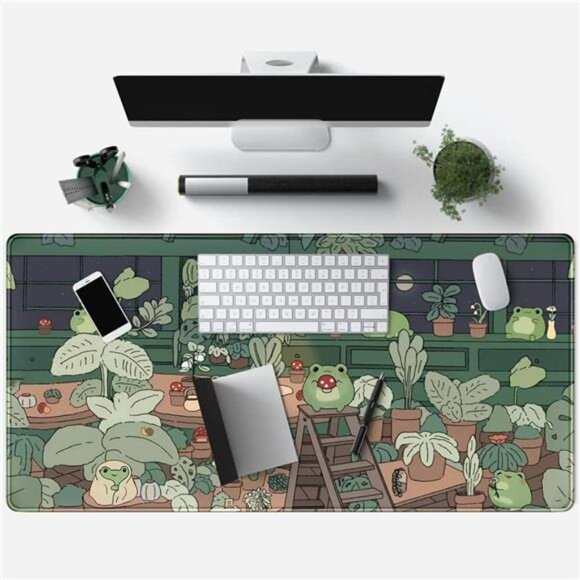 Cute Frog Mouse Pad Desk Pad Kawaii Green Desk Decor Mat, Large Gaming Mouse Pad - Picture 4 of 8